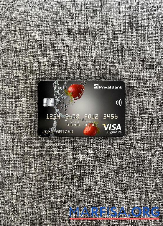 Downloadable Ukraine PrivatBank visa signature card photolook front example
